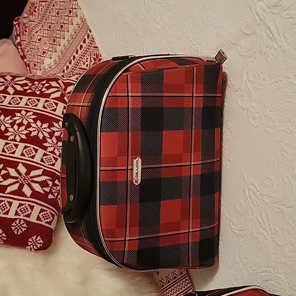Dejuno Plaid overnight cosmetic cases, set of 2 - Picture 2 of 10